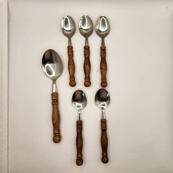 LIfetime Cutlery Other - Vintage Old Homestead Stainless Steel Wood Handle Spoons Set of 6